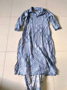 🩵 Elegant Handblock Print Kurta & Salwar Set