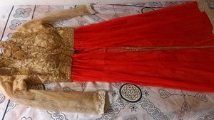 Orange &amp; Gold Embroidered Gown