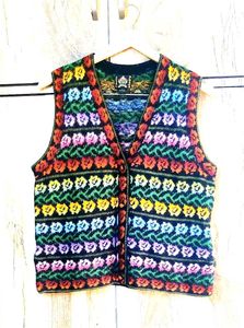 Vintage Floral Knit Vest size-38
