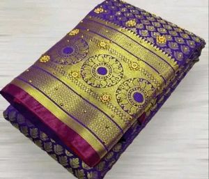 Banarsi Silk Saree With Semi Stitched  Blouse
