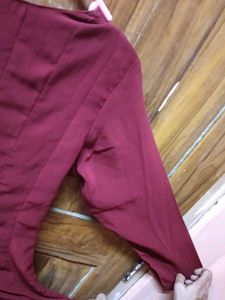 GentlyUsedElegant MaroonShiffonGeorget LongKurtaSe