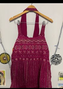 Magenta Embellished Kurta Set
