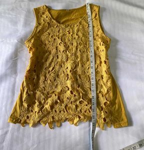 Yellow Floral Lace Tank Top Bust 34-38