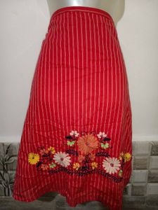 🎄Buy 1, Get 1 Free🎁Red Striped Embroidered Skirt