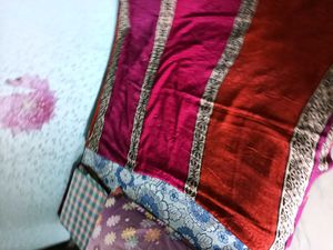 Embroidery Brown&amp;Pink Combination Design Saree