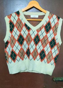 Argyle Knit Sweater Vest