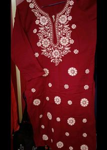 Maroon Chikankari Kurta +Freebie😍❤