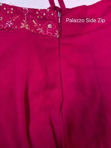 Elegant Pink Embroidered Palazzo Suit