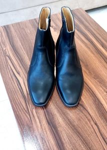 Pure Leather Grain Chelsea Zipper Boots For Men