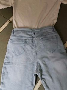 Combo Of White Puffed Sleve Top And Bell Bottom