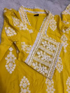 Yellow Embroidered Kurta