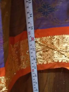 1-TimeUsed GreyLehenga with OrangeBorder+OrangBlou
