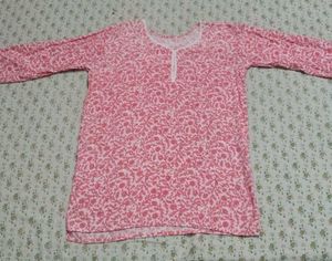 Pink Floral Print Tunic Top