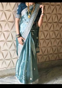 Elegant Blue-Green Saree