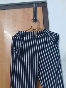 Striped Open Front Cardigan with trouser
