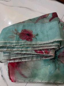 Floral Organza Saree With Zari Lace Design