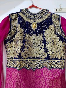 Sharara Set With Velvet Choli And Net Plazo
