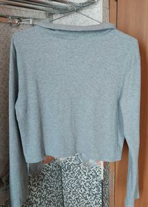 Gray Long Sleeve Top