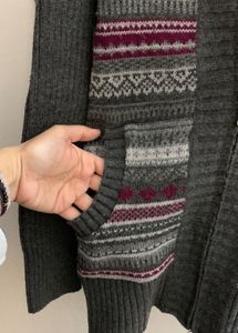 Hooded Dark Grey Knit Cardigan