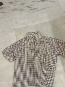 Boxy Shirt,Brown & White Checked Shirt