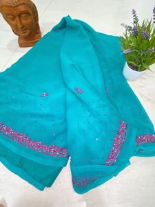 beautiful sequins georgette saree