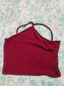 Red Halter Crop Top