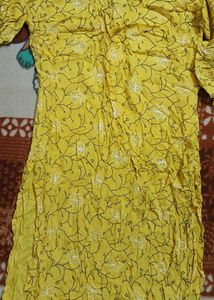 Yellow Floral Print Kurti