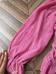 Pink Polka Dot Ruched Top