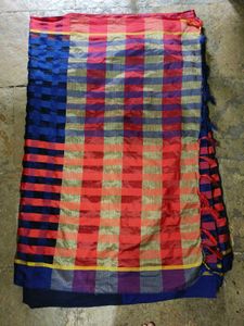 Blue Checked Saree