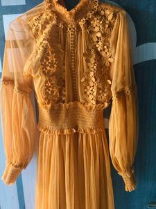 Elegant Yellow Lace Dress