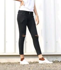 Ripped High-Waisted Black Jeans