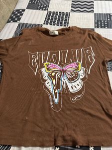 Brown Butterfly Graphic Tee
