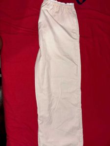 Beige Wide Leg Trousers