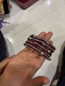 Red &amp; Crystal Bangle Set