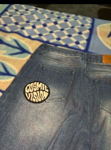 Cute sticker mom fit jeans