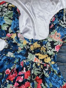 Floral beautiful neckline top