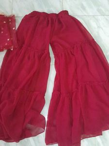 Red Embellished Gharara Suit