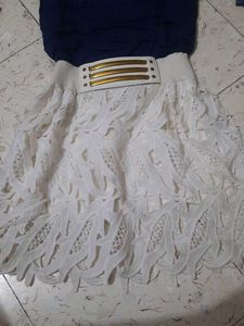 Navy &amp; White Lace Dress