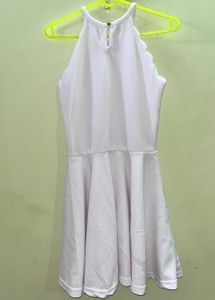White Halter Fit &amp; Flare Dress