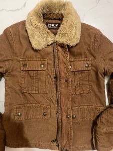 Women Spread Collar Camel Brown Solid Crop Jacket