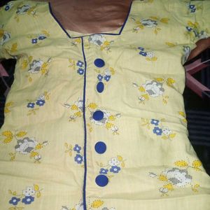 yellow blue combination kurti