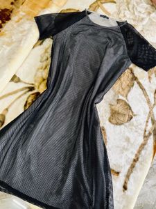 Goth T-Shirt Fishnet Dress