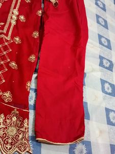 Red &amp; Gold Embroidered Stones  Kurta Set