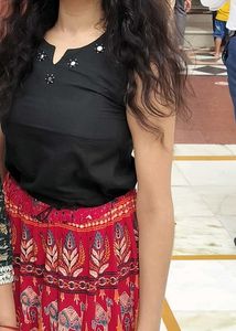 Black Embellished Sleeveless Top
