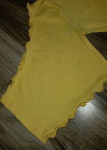 Yellow Ribbed Crop Top. (Stretchable)