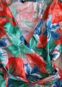 Zara Tropical Print Poplin Wrap Blouse