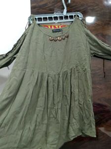 Olive Green Cold Shoulder Top