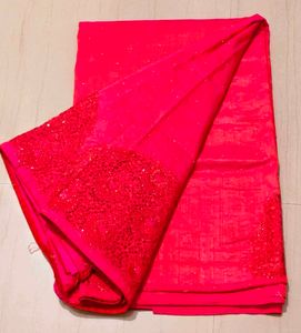Red Embellished Saree