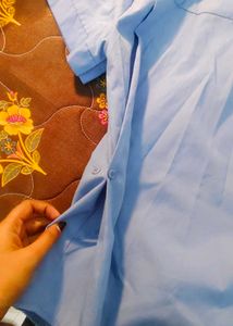 Blue waist snatched shirt