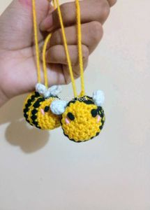 crochet bee and sunflower keychains charms